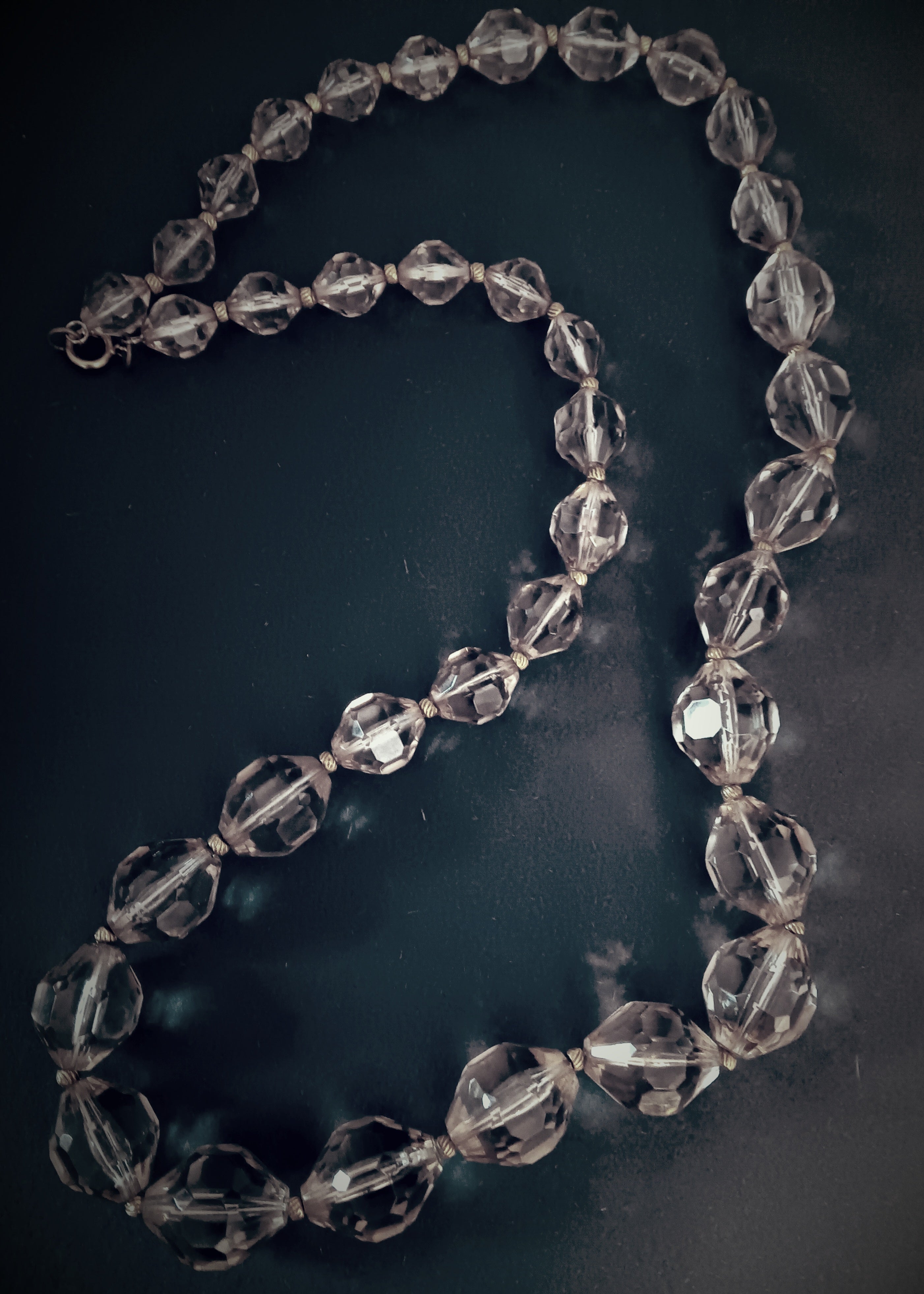 Necklace lucite crystal cut large beaded necklace