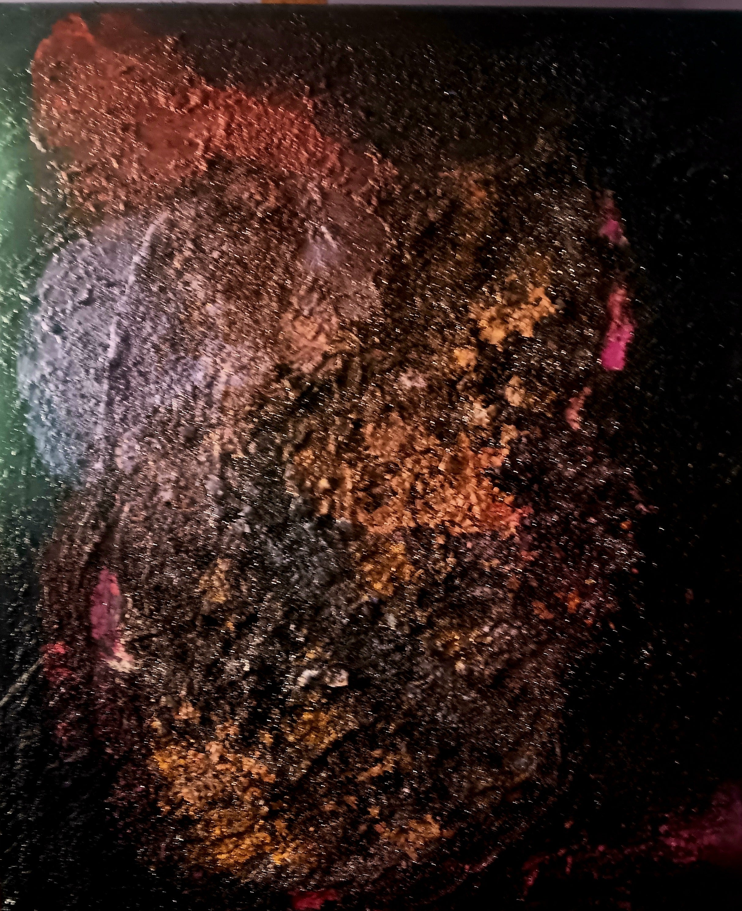 Original acrylic painting abstract multi colors impasto glitter
