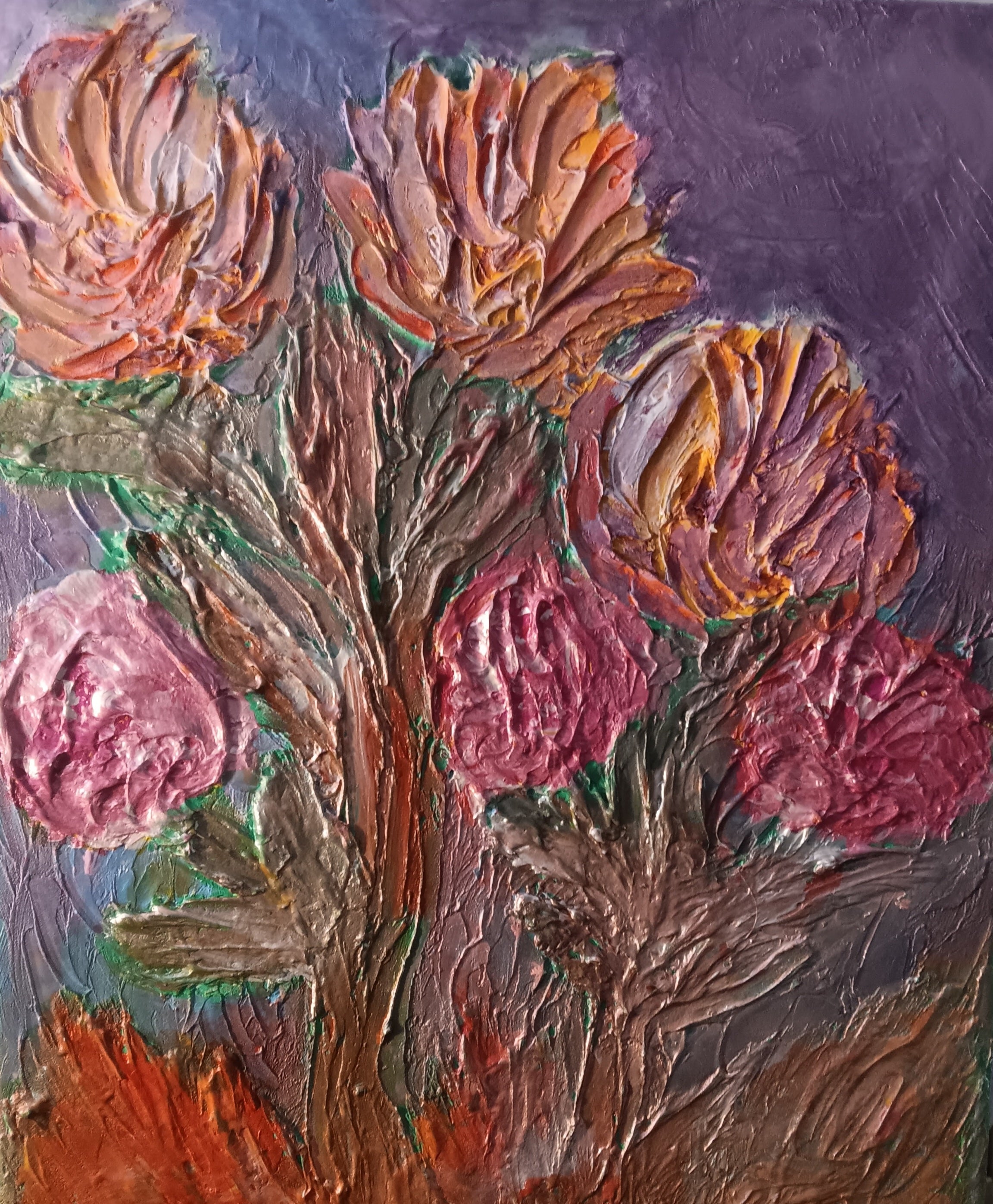 Origin acrylic painting impressionism pastels impasto 16x20