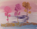 Original acrylic painting trees on board 20x16