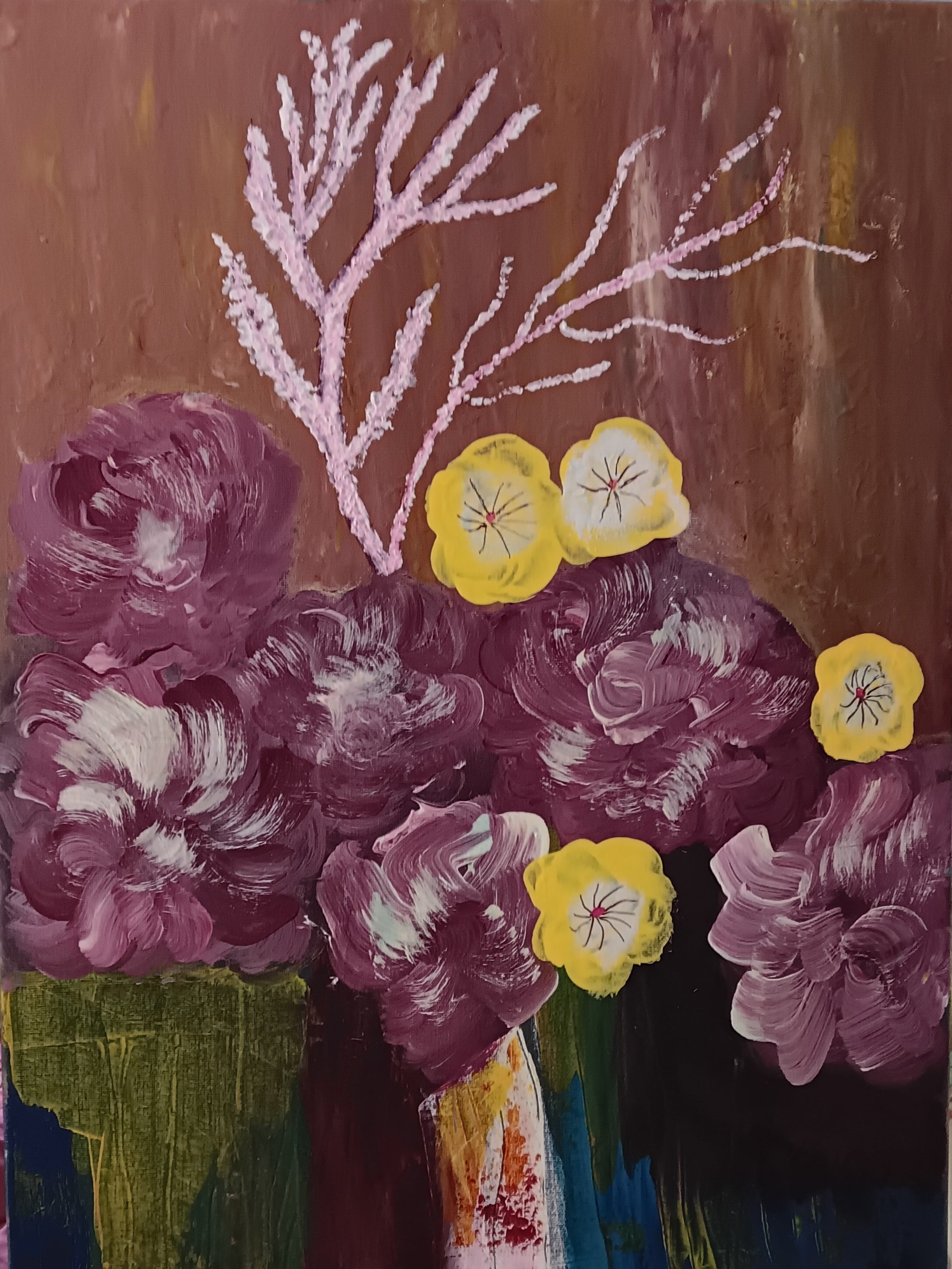 Original acrylic painting florals 18x24 on canvas