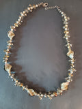 Necklace lucite crystals art glass shells
