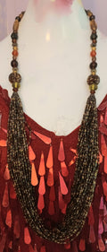 Vintage seed bead lucite multi strand necklace