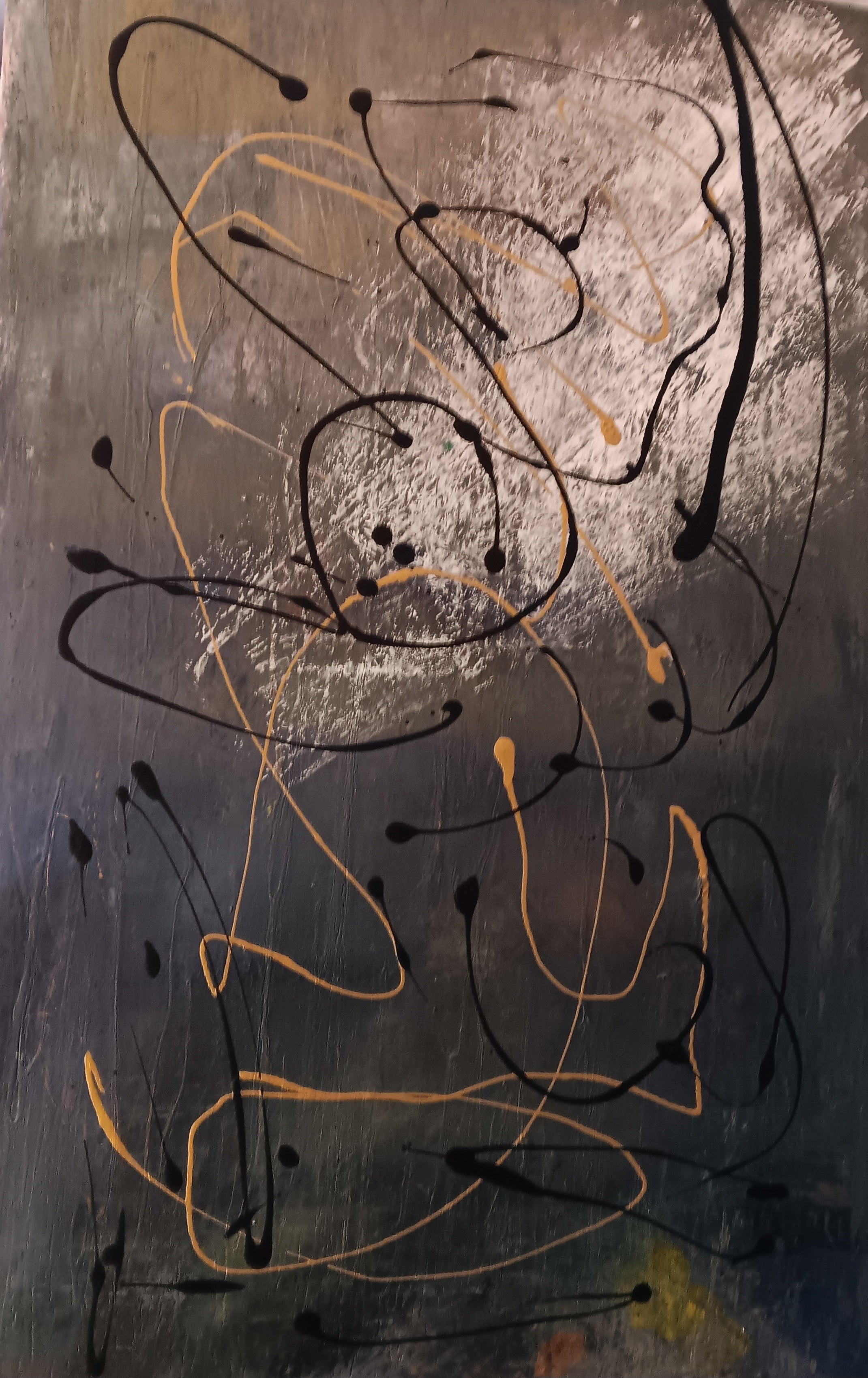 Original acrylic and gouchae abstract painting mod 19x30