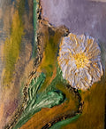 Original acrylic painting abstract impasto large yellow flower