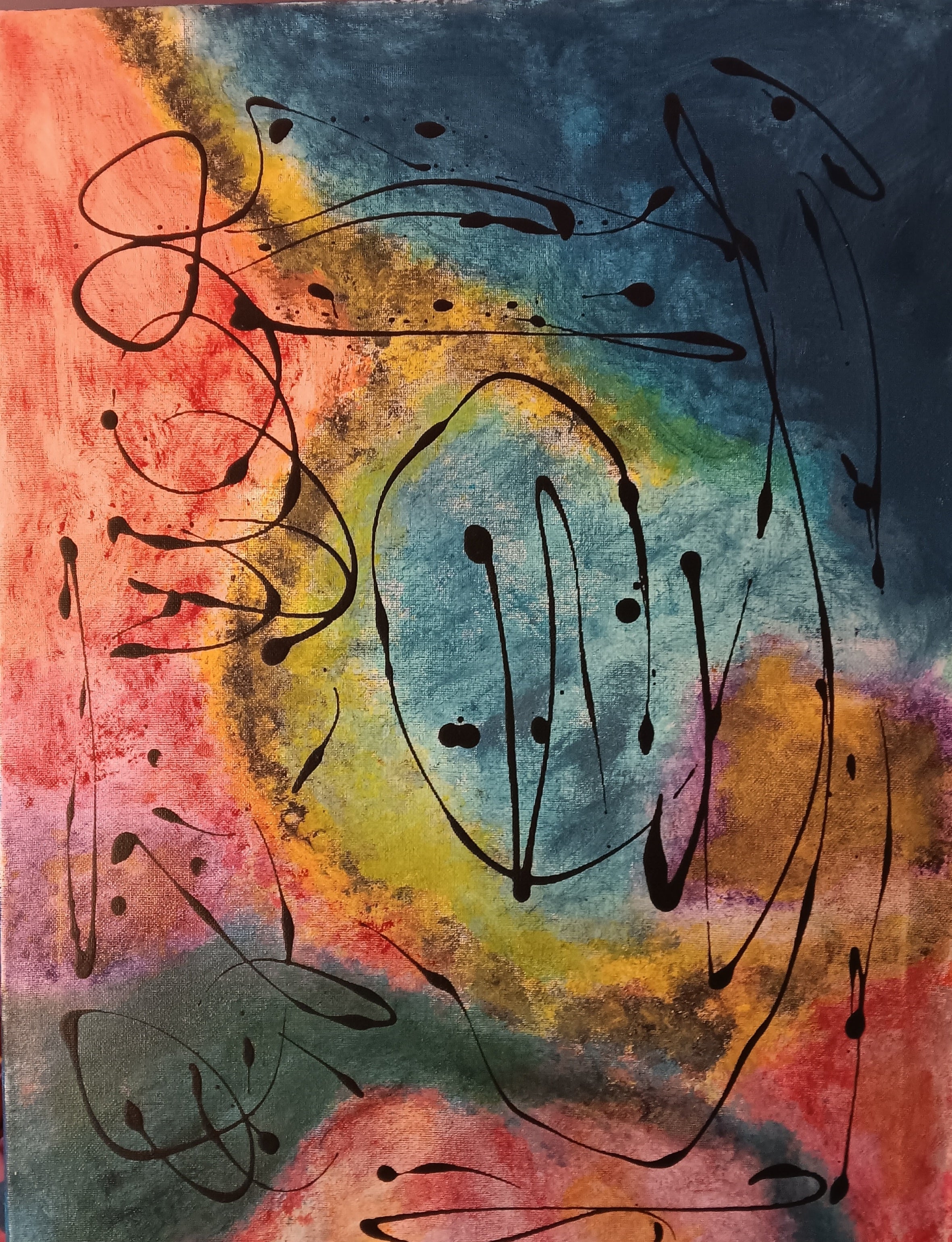 Original acrylic painting abstract multi color on canvas