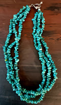 Necklace turquoise three strand toggle fastener