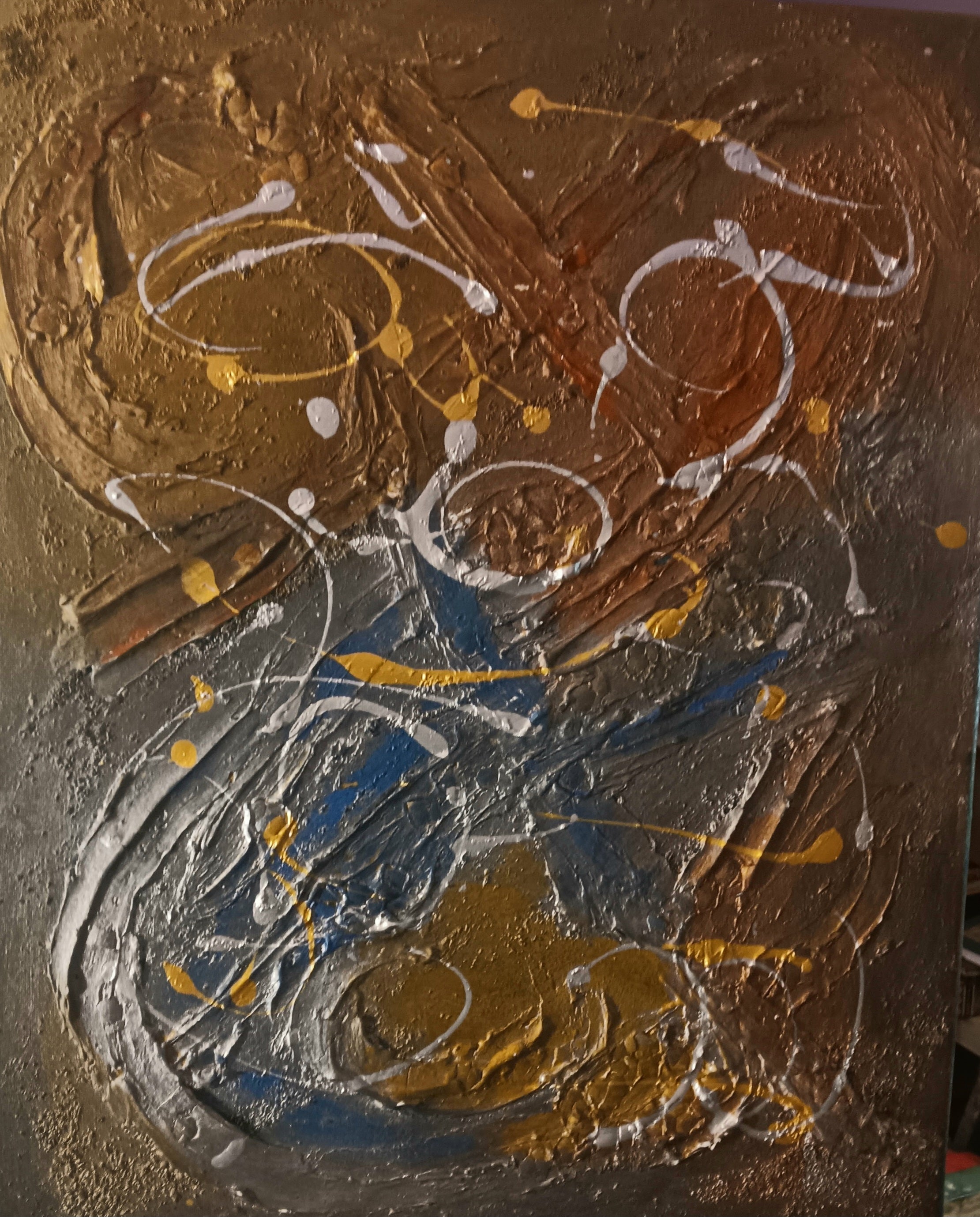 Original acrylic painting abstract impasto circles