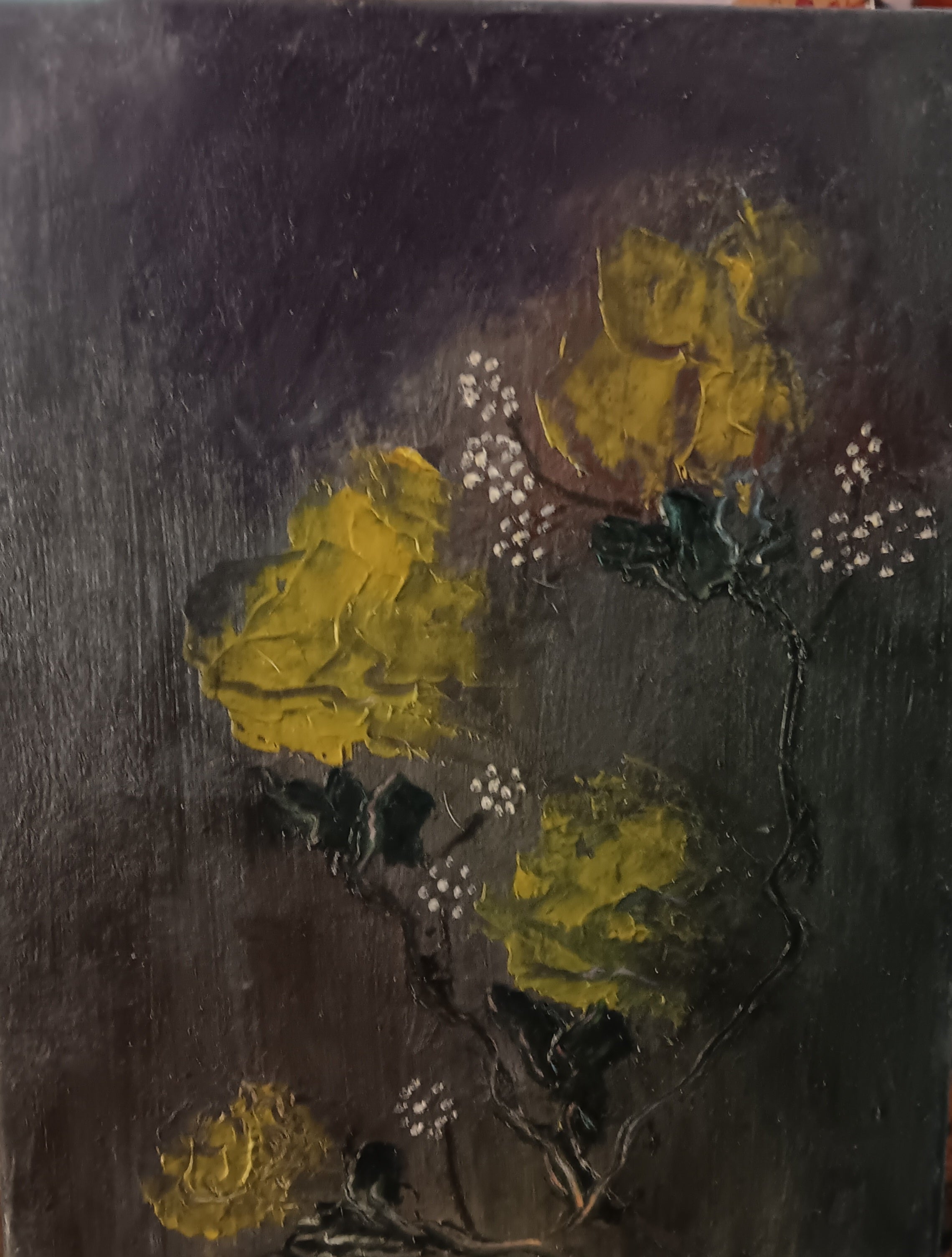 Original acrylic painting yellow roses on canvas
