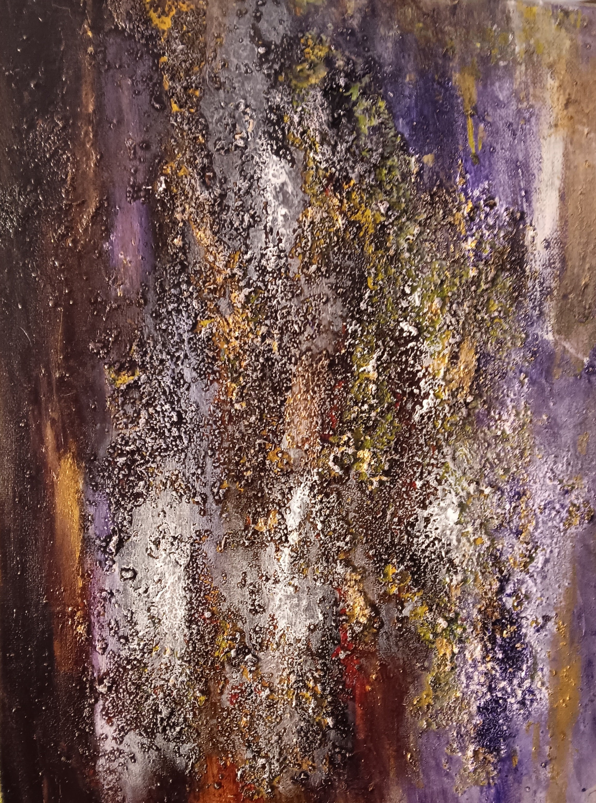 Original acrylic painting impasto abstract lavender sand