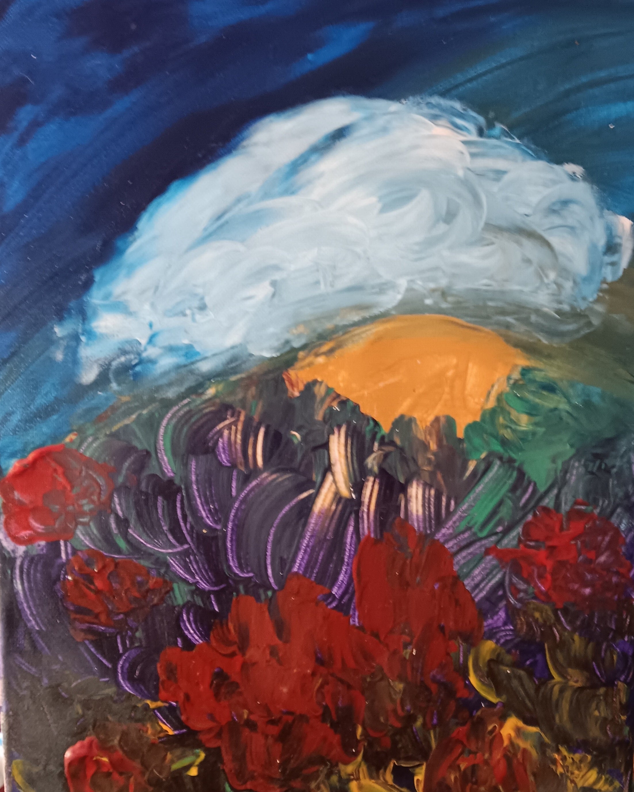 Original acrylic painting abstract flowers colorful