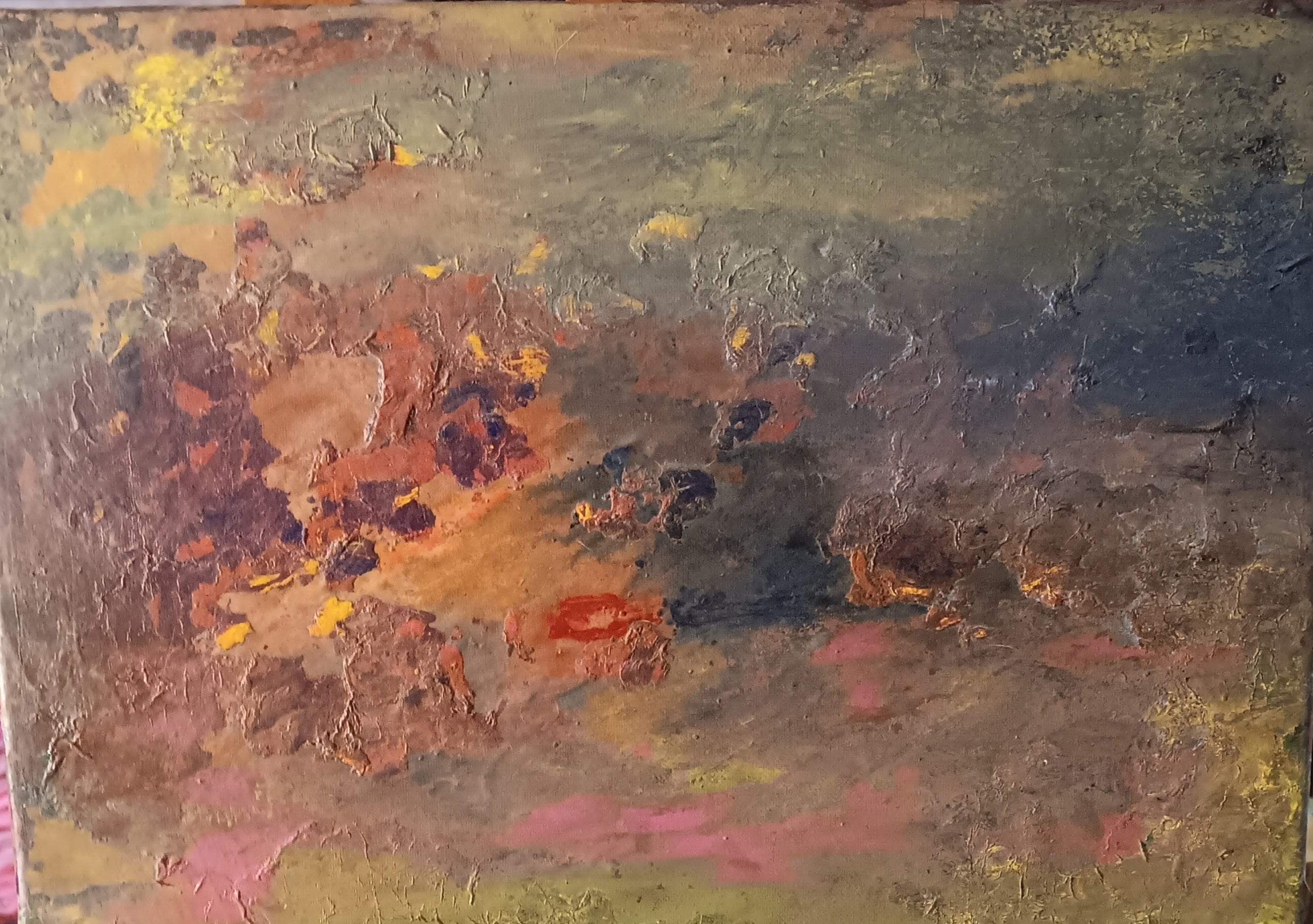 Original acrylic painting abstract scrape landscape