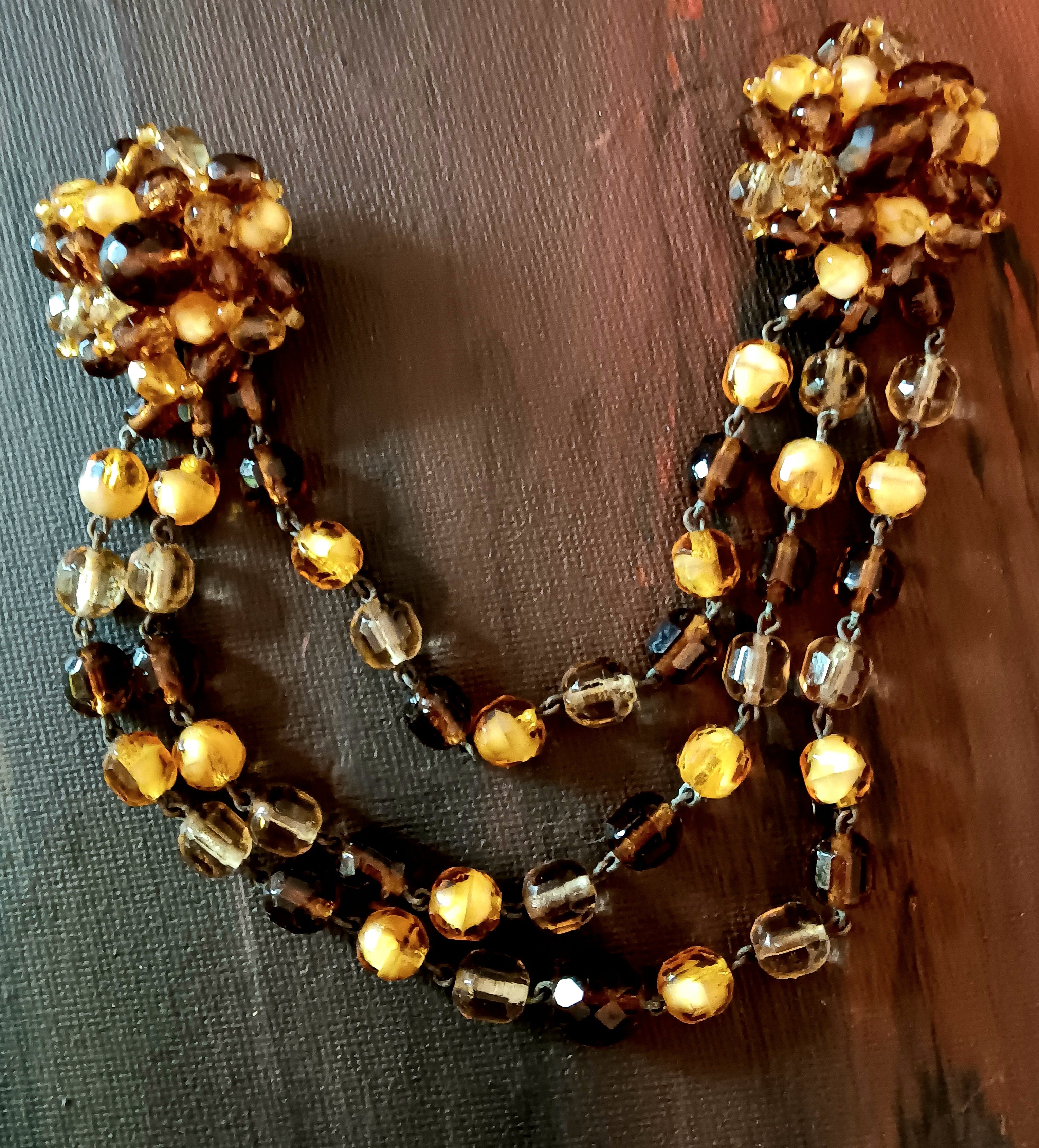 Vintage sweater pin holder lucite amber beads