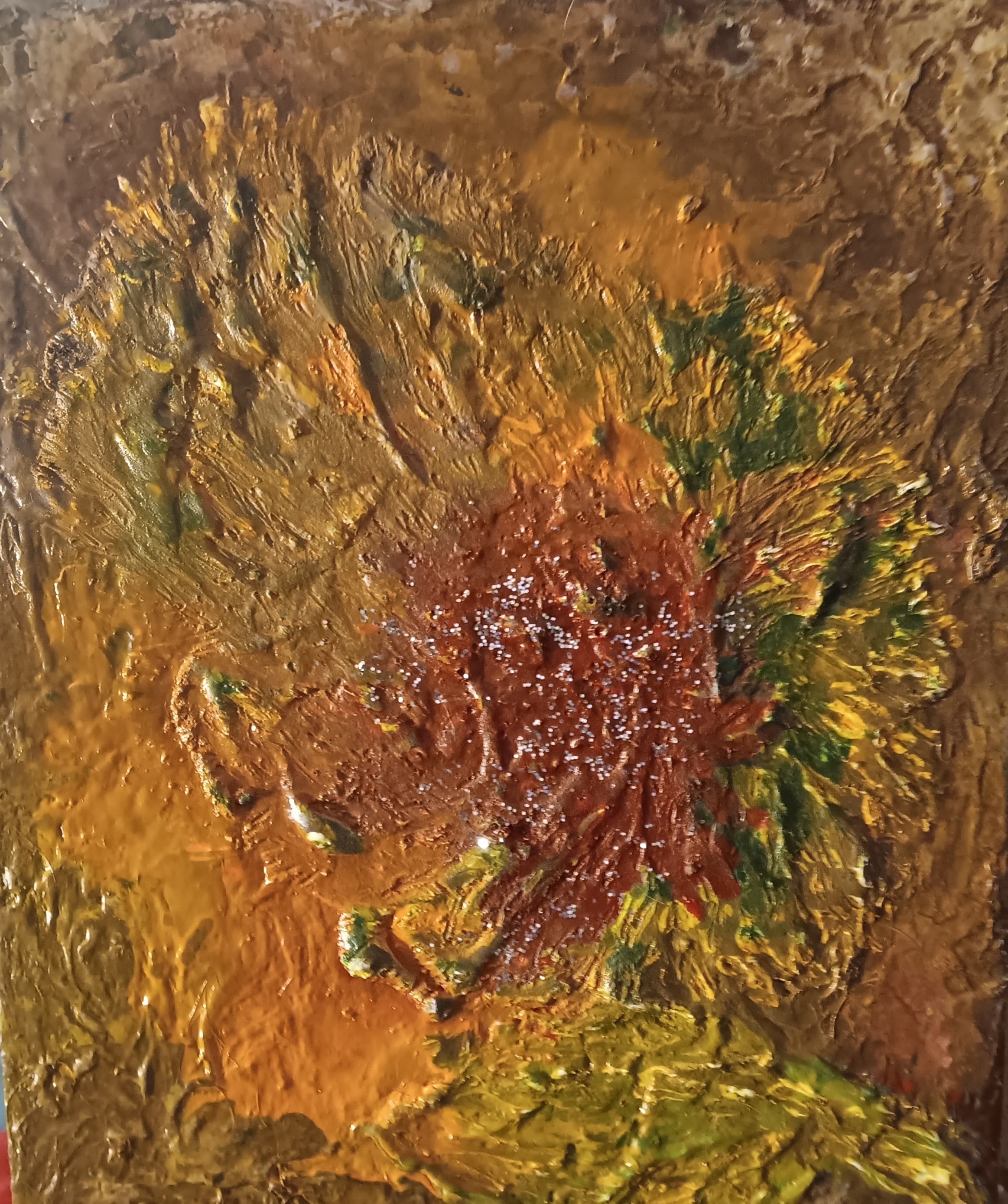 Original acrylic painting flower inpasto on board
