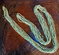 Vintage seed bead necklace blue and gold