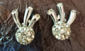 Earrings mid century mod clipon silver tone rhinestones