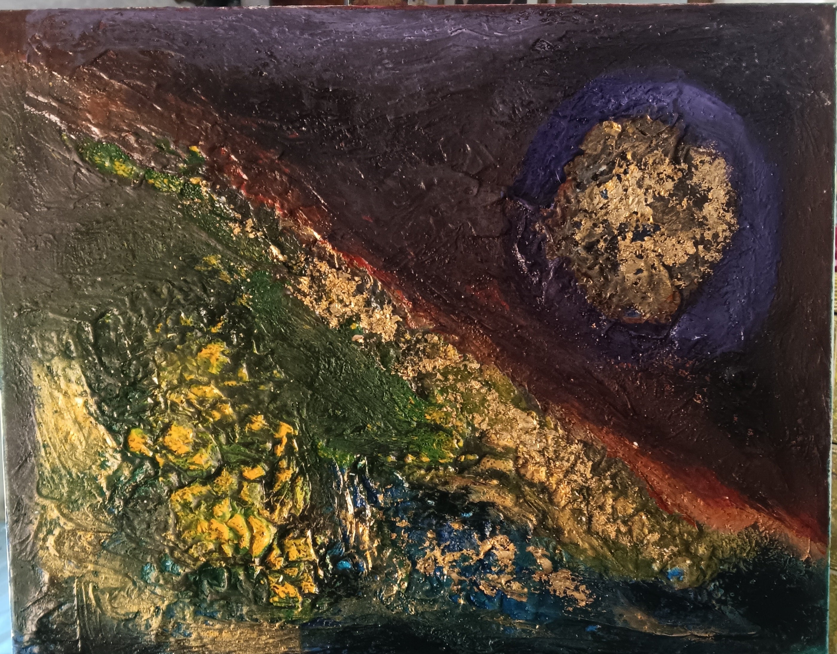 Original acrylic painting space 16x20 impasto