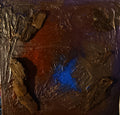 Original acrylic painting abstract impasto wood accents
