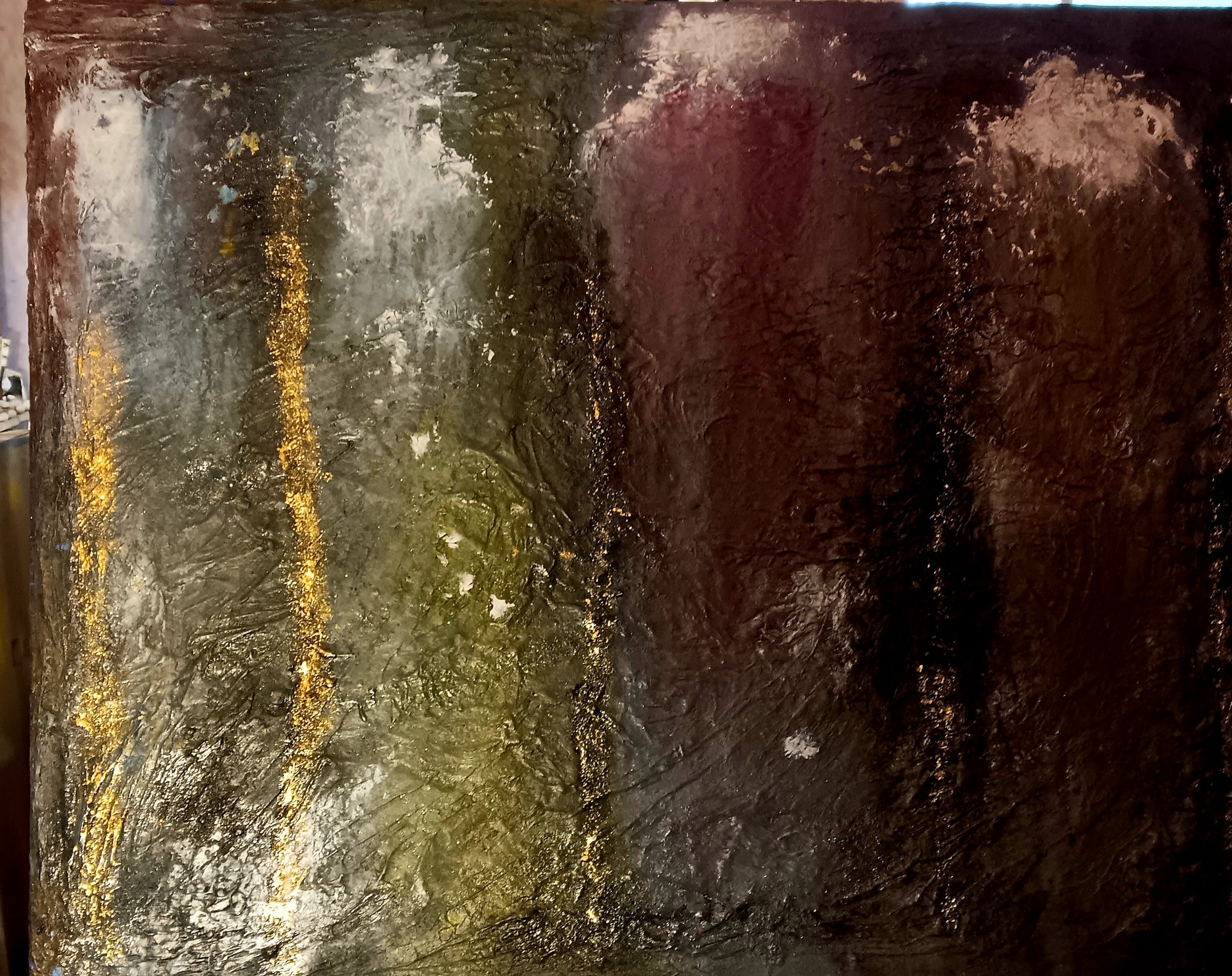 Original acrylic painting abstract impasto soft multi colors
