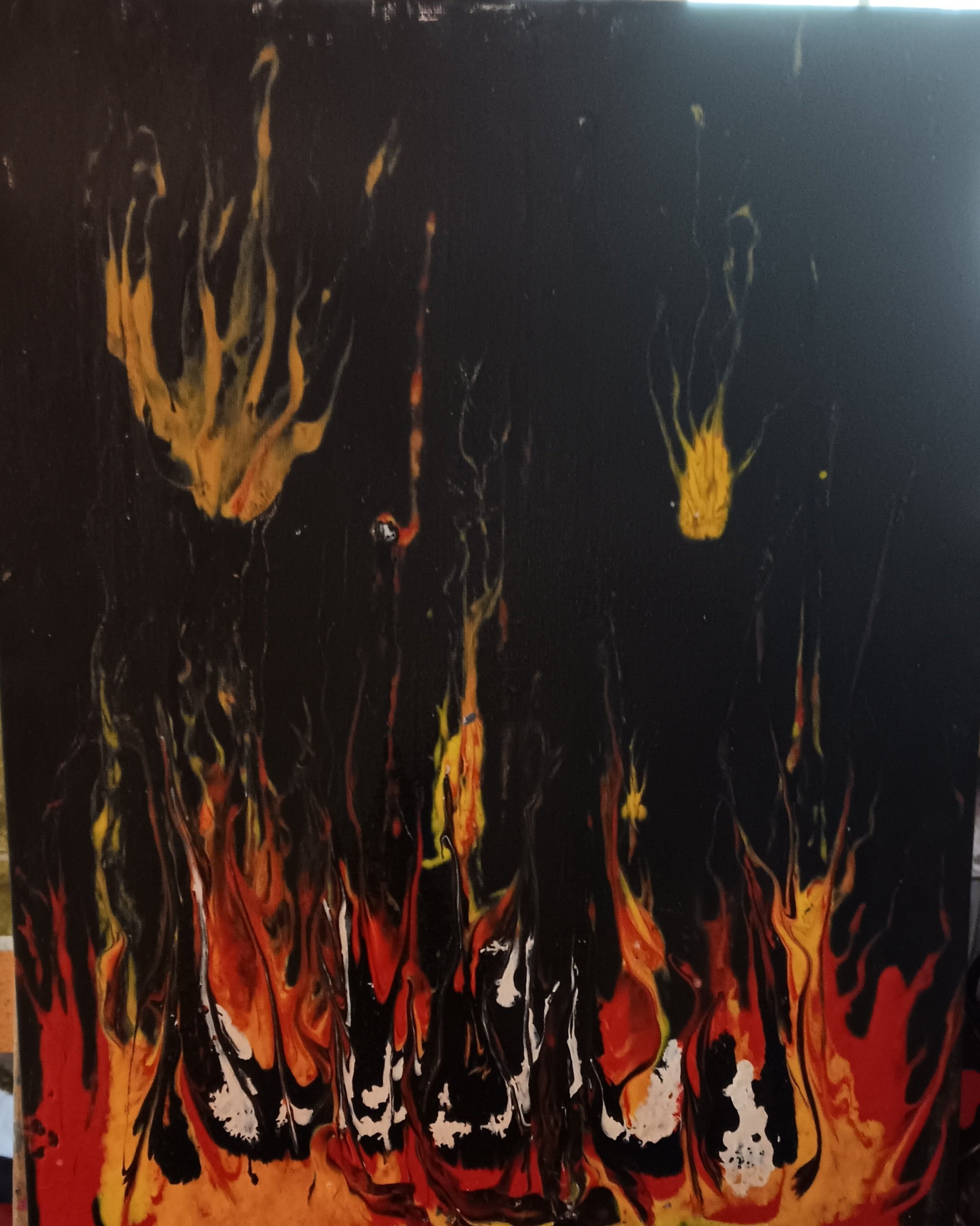 Original acrylic painting by Bonnie abstract fire