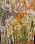 Original acrylic scrape painting by Bonnie floral yellows