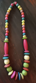 Vintage mid century dyed wooden necklace