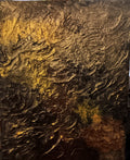 Original acrylic painting gold brown green impasto