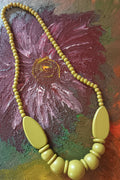 Vintage string wood necklace light green