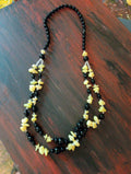 Necklace hand made black obsidisn and honey calcite strung on wire