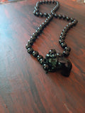 Obsidian black large bead elephant necklace