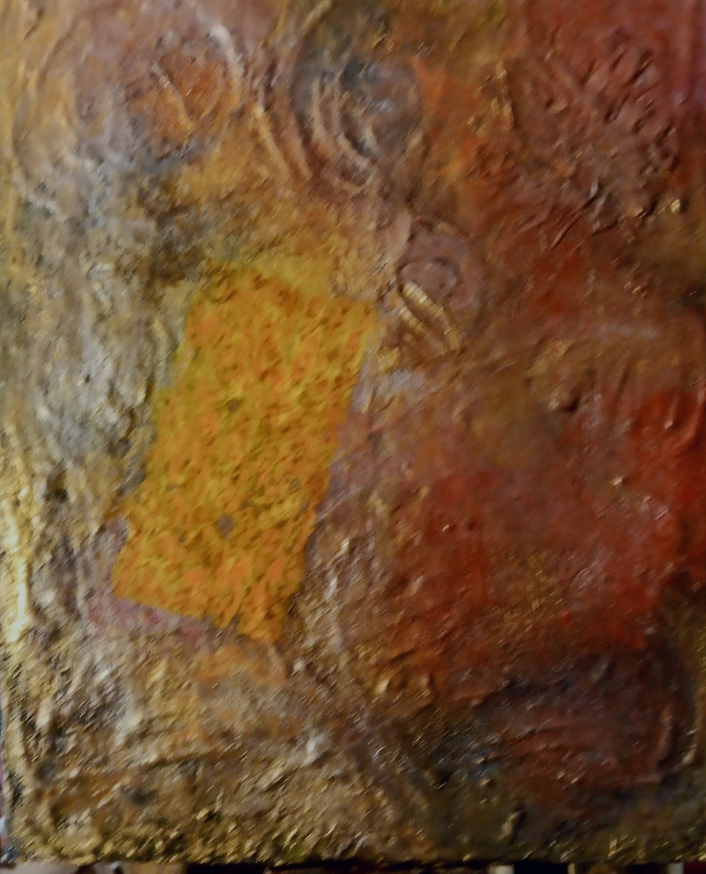 Orìginal acrylic painting abstract antiqued multi color floralson board