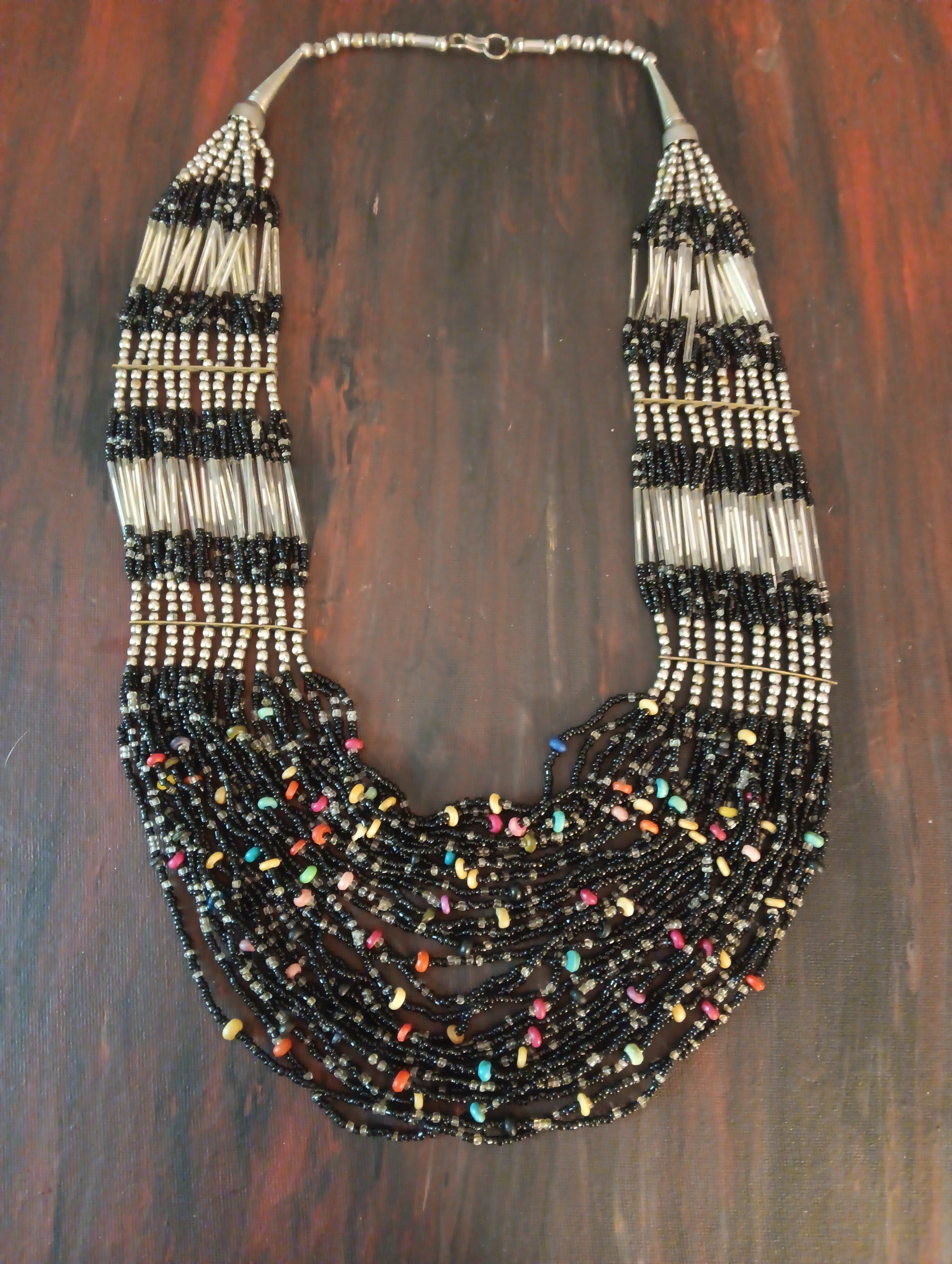 Vintage Glass and gem stone seed bead handmade necklace